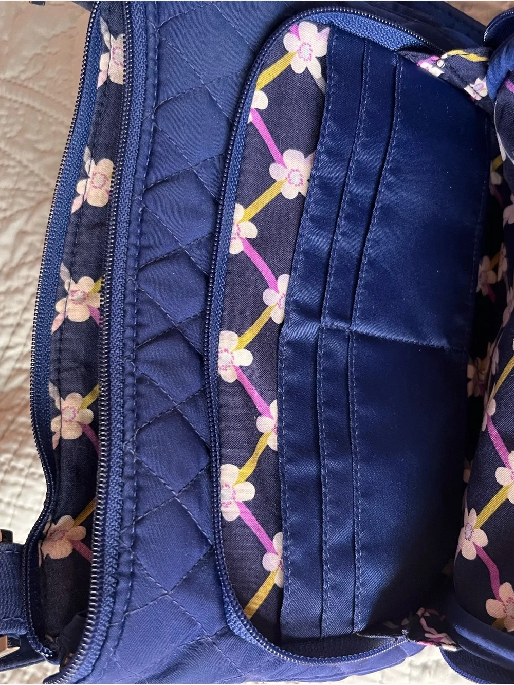 Vera Bradley Navy Blue Quilted Shoulder Bag Preppy Everyday Purse